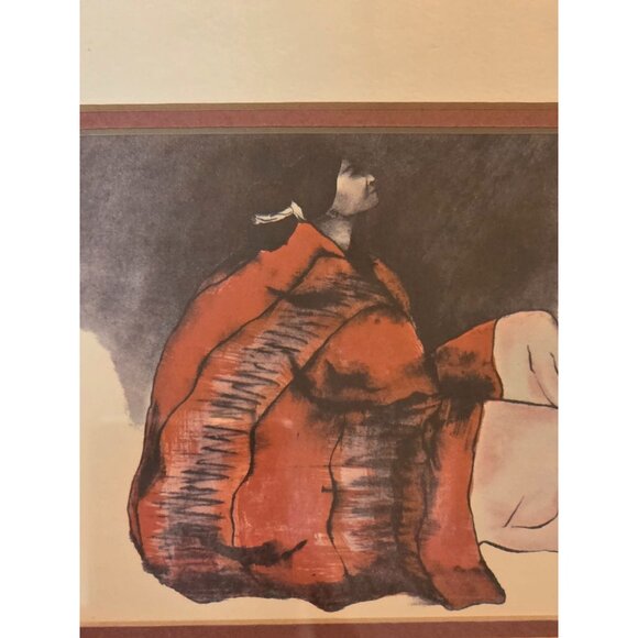 R.C. Gorman "Night" Framed Art Print Signed 7x8 Inches Gold Frame - Picture 2 of 11